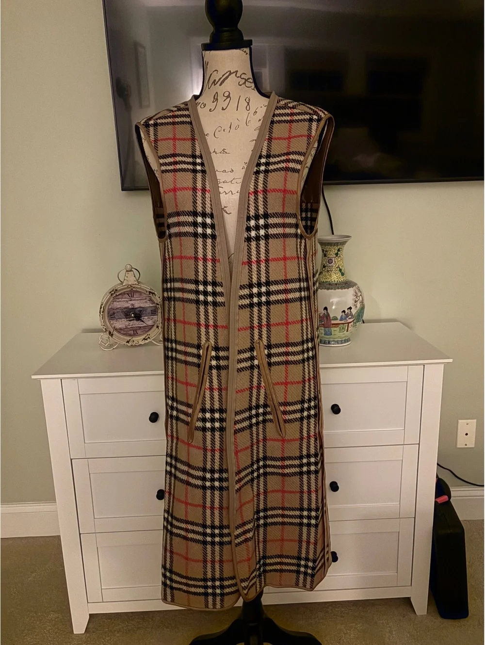 Vintage Burberrys England 100% Wool Nova Check Trench Coat Zip-In Liner V